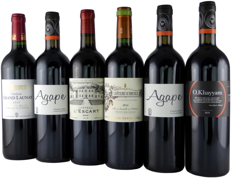Beliebte Demeter Rotweine aus dem Bordeaux / Weinprobierpaket, 6 Flaschen